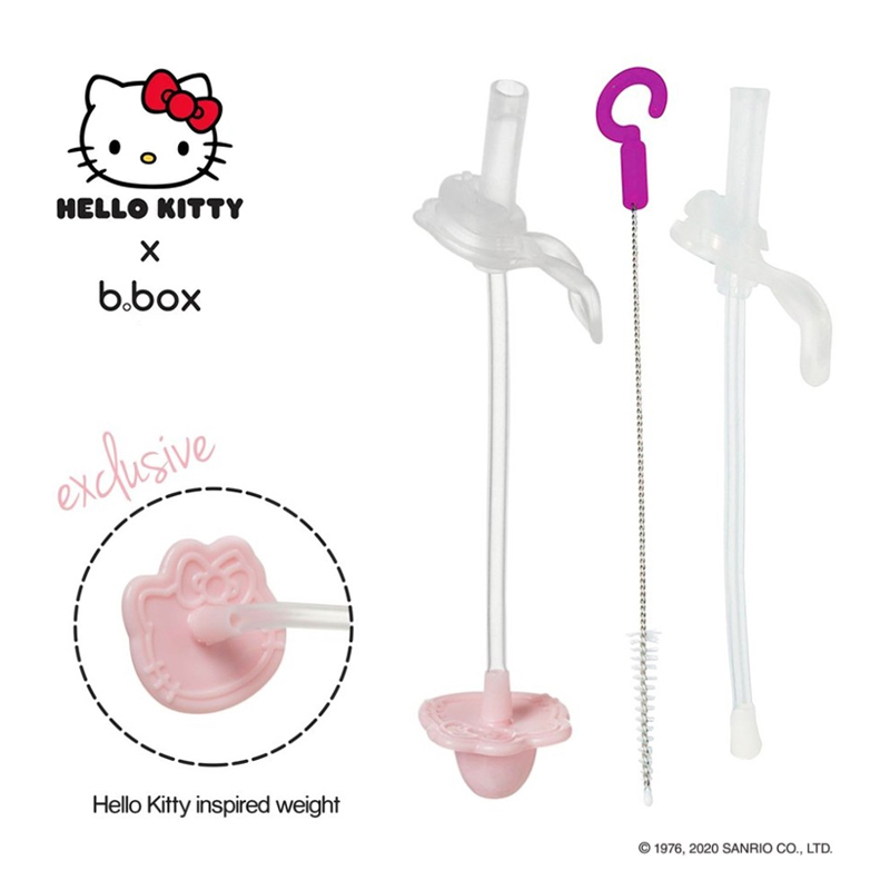 B.box Hello Kitty Sippy Cup Replacement Straw + Cleaner (2 straws + 1 brush) - Candy Floss